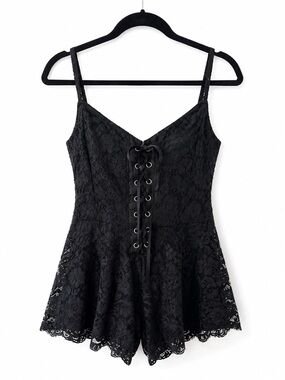 Torrid Black Lace Corset Lace-Up Cami Tank Top Size 2 Like New